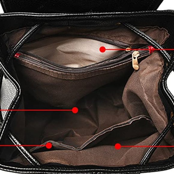 Women Travel Leather Rucksack Schoolbag Backpack